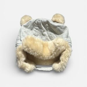 H&M Kids Gray and Cream Faux Fur Hat